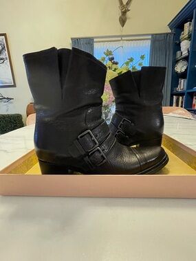 Miu Miu Leather Double-Buckle Ankle Boots